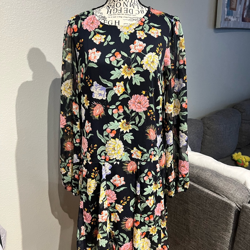 Tommy Hilfiger Black Floral Long Sleeve Dress